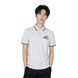【Customized white short-sleeved polo shirt with black trim】|Central District, Hong Kong|Financial Services|Trade and Logistics|Lapel Design|Black Piping Decoration|Short Sleeve Cut|Colorful Printed Pattern on Left Chest|Marketing Specialist|Short Sleeve P 【Customized white short-sleeved polo shirt with black trim】|Central District, Hong Kong|Financial Services|Trade and Logistics|Lapel Design|Black Piping Decoration|Short Sleeve Cut|Colorful Printed Pattern on Left Chest|Marketing Specialist|Short Sleeve P